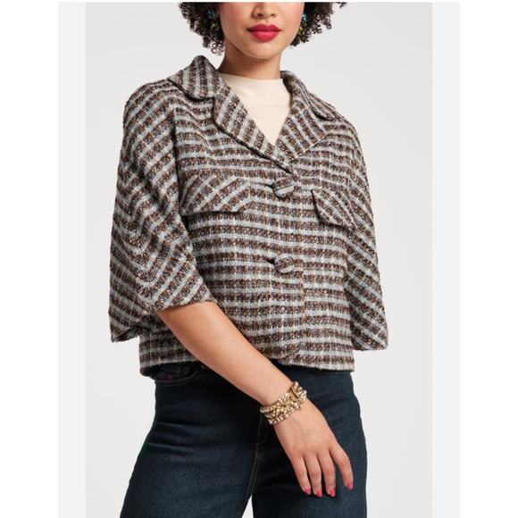 $378 NWT Frances Valentine New York Day Jacket In Park Avenue Plaid Size 2x - Picture 1 of 7